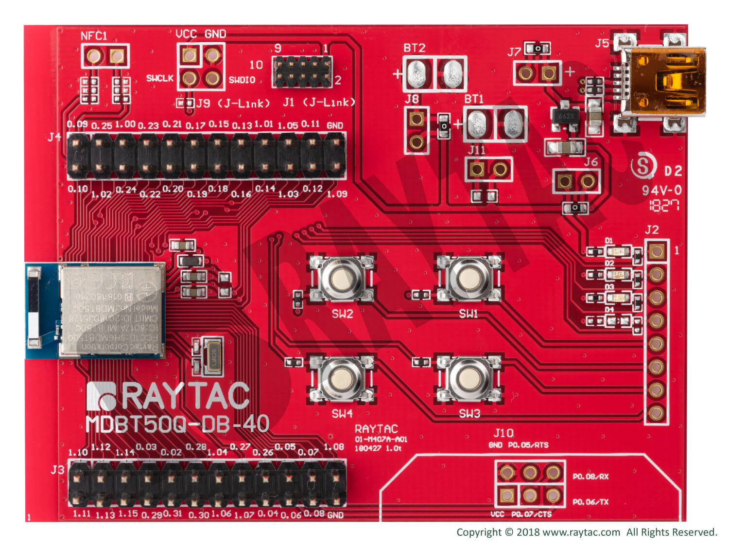Raytac 評価ボード MDBT50Q-DB-40